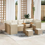 Conjunto de sofás de jardín 10 pcs Beige ratán sintético
