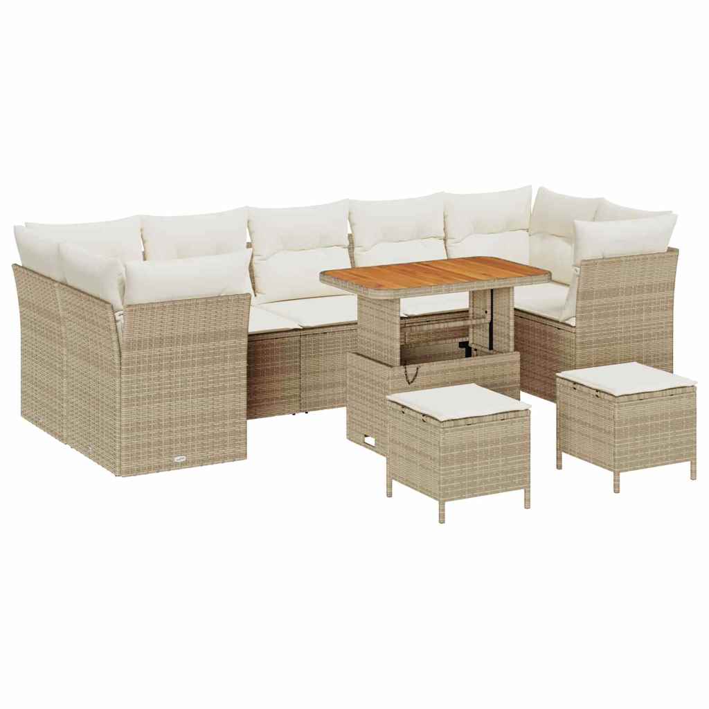 Conjunto de sofás de jardín 10 pcs Beige ratán sintético