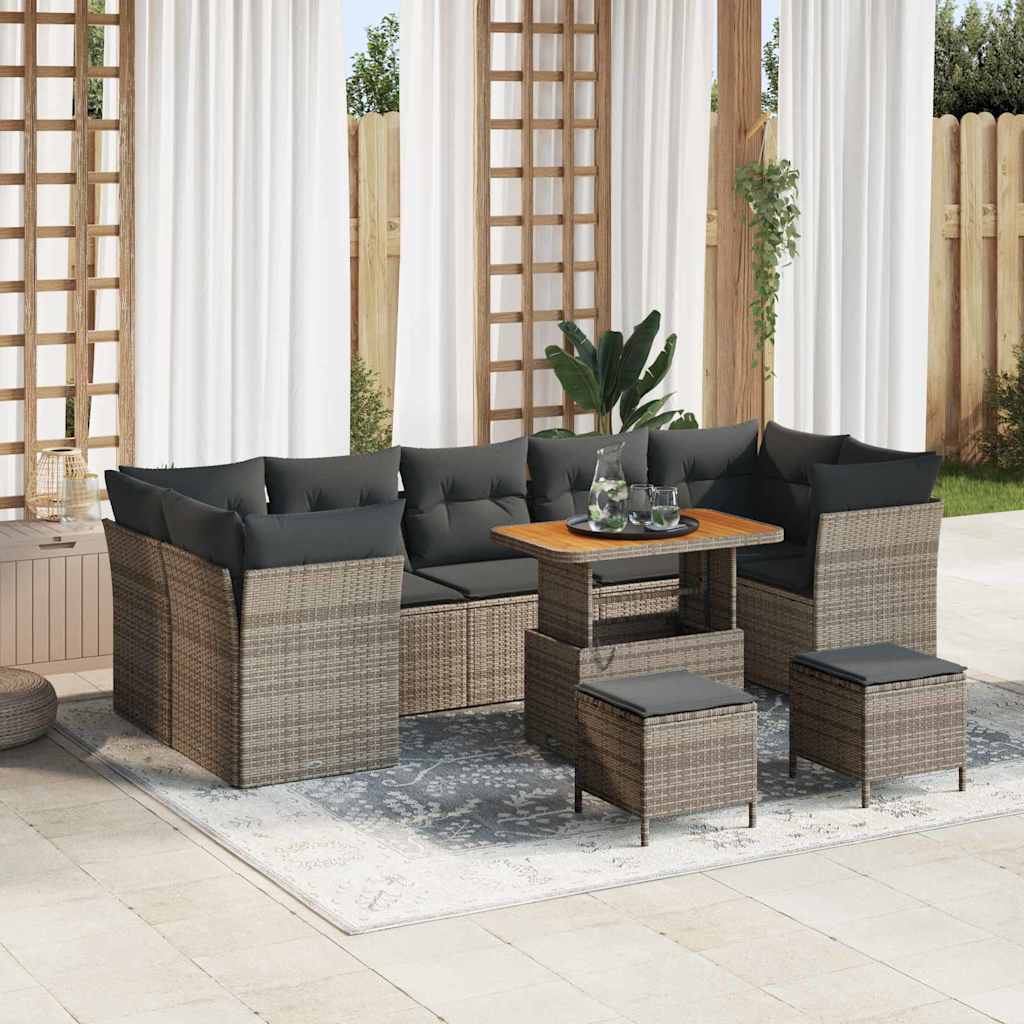Conjunto de sofás de jardín 10 pcs Beige ratán sintético