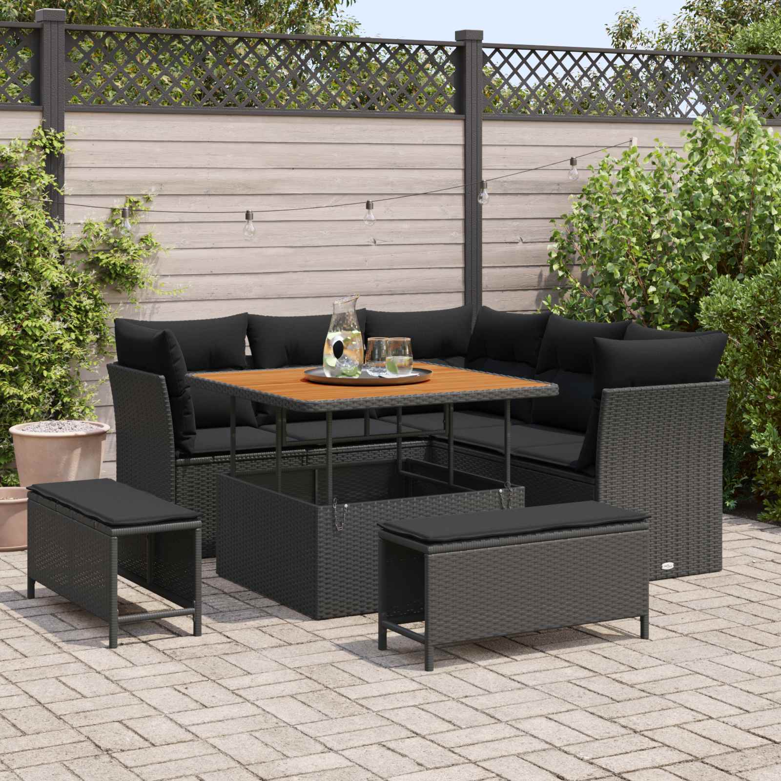 Conjunto de sofás de jardín 8 pcs Beige ratán sintético