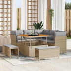 Conjunto de sofás de jardín 8 pcs Beige ratán sintético