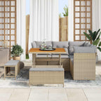 Conjunto de sofás de jardín 8 pcs Beige ratán sintético