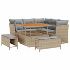 Conjunto de sofás de jardín 8 pcs Beige ratán sintético