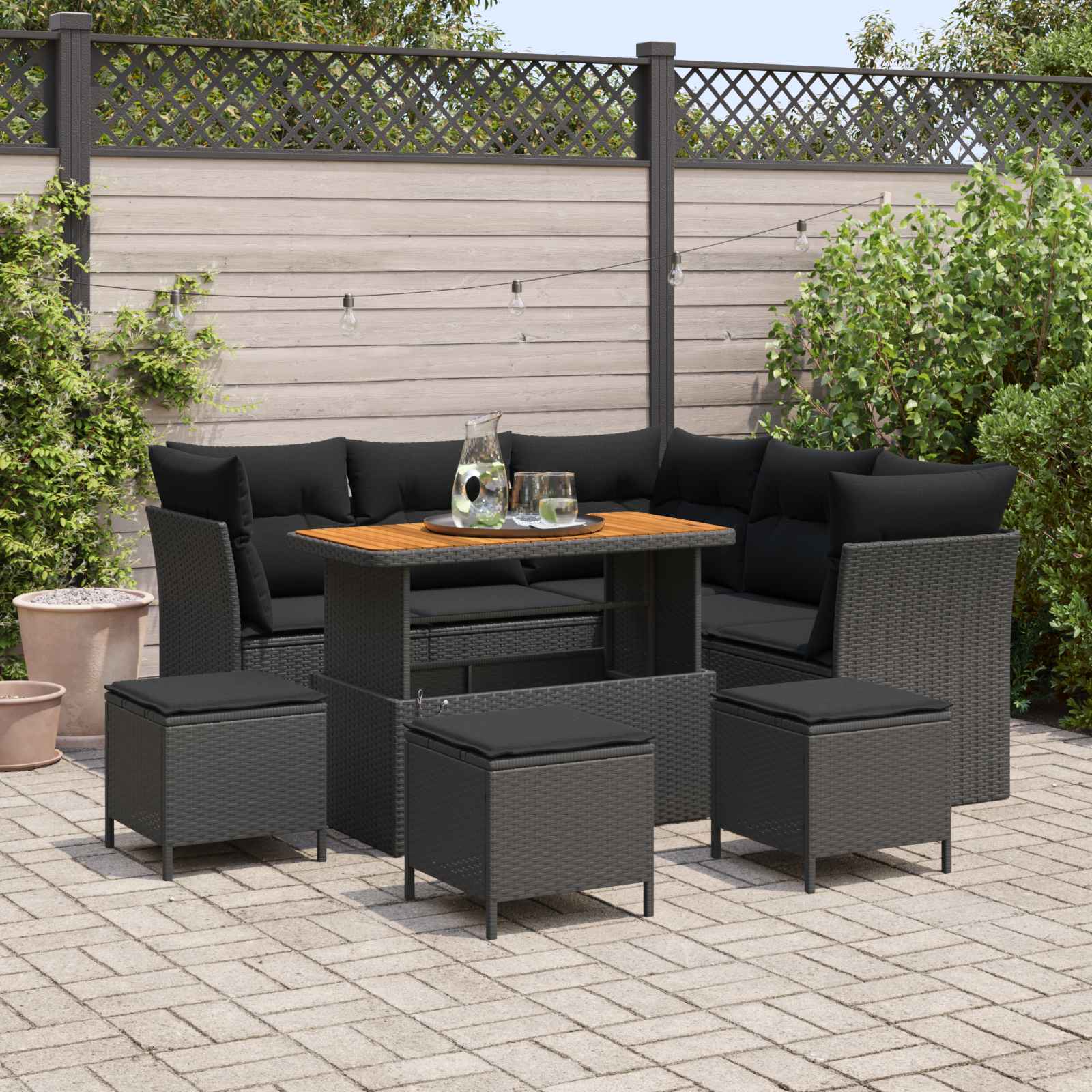 Conjunto de sofás de jardín 8 pcs Beige ratán sintético
