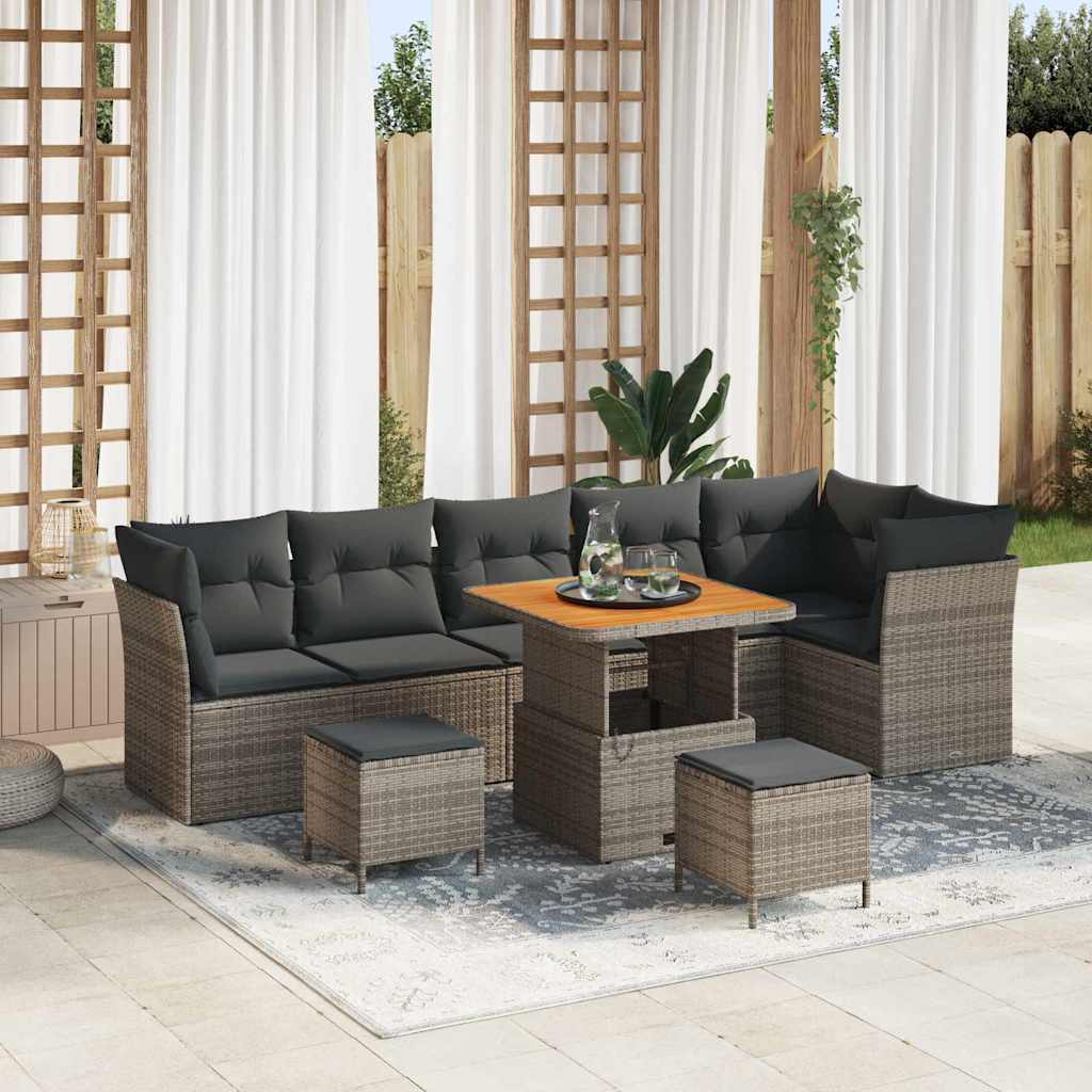 Conjunto de sofás de jardín 8 pcs Beige ratán sintético