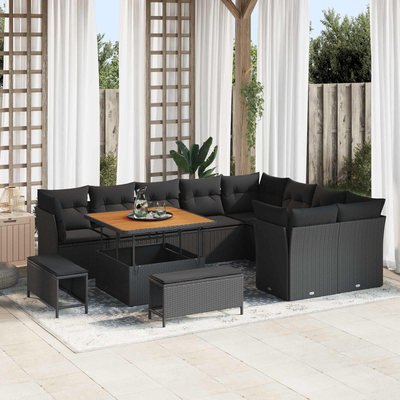 Conjunto de sofá de jardín con cojín 8 pcs Gris ratán sintético