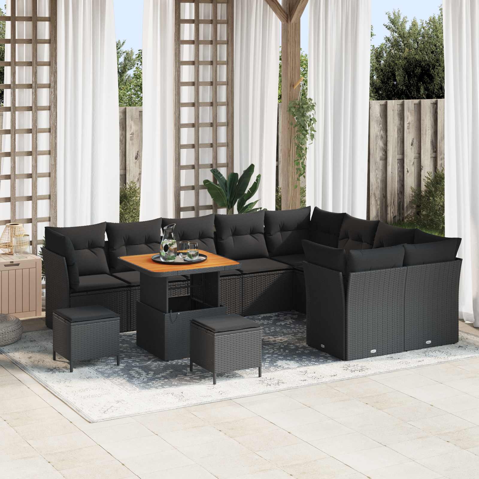Conjunto de sofá de jardín con cojín 8 pcs Gris ratán sintético