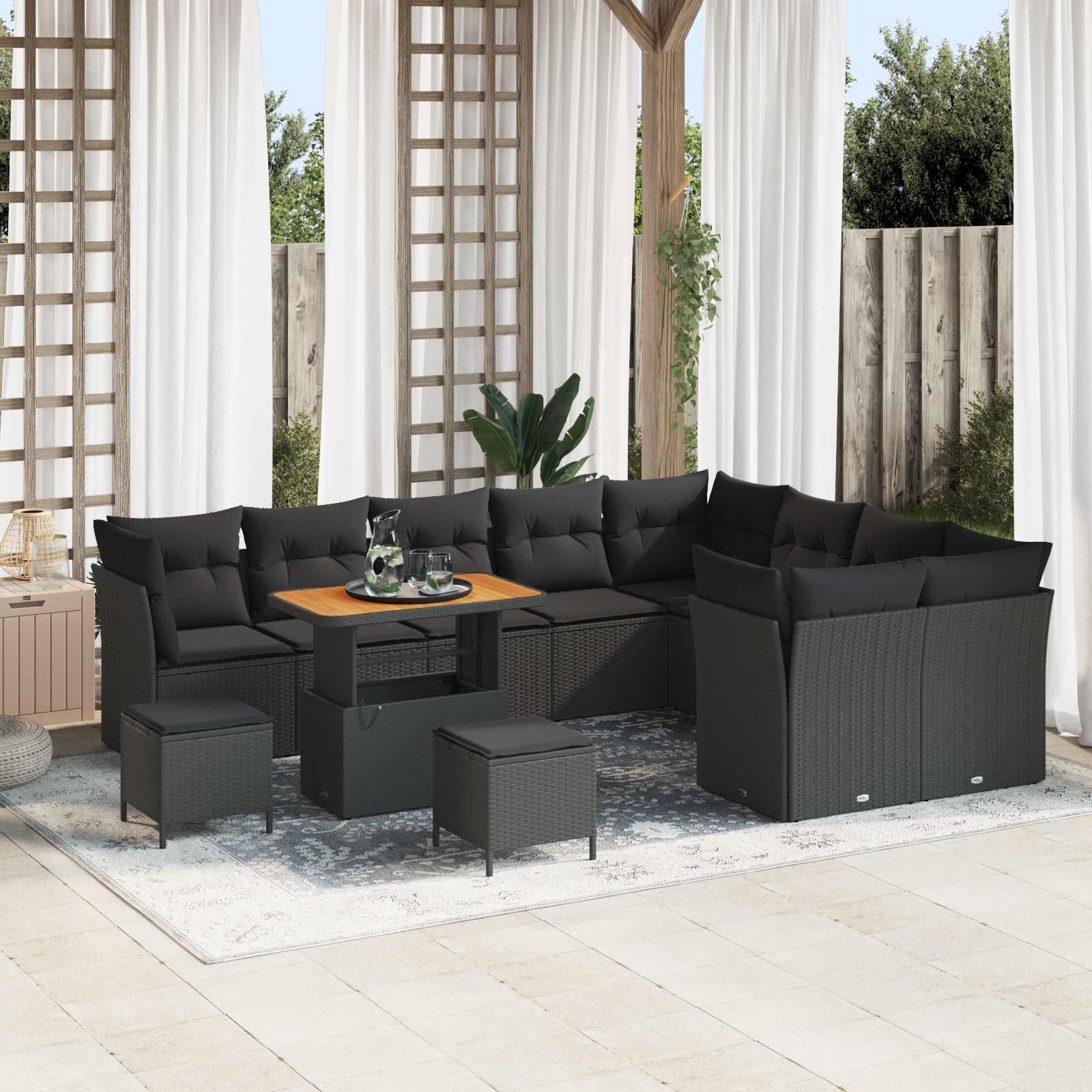 Conjunto de sofá de jardín con cojín 8 pcs Gris ratán sintético