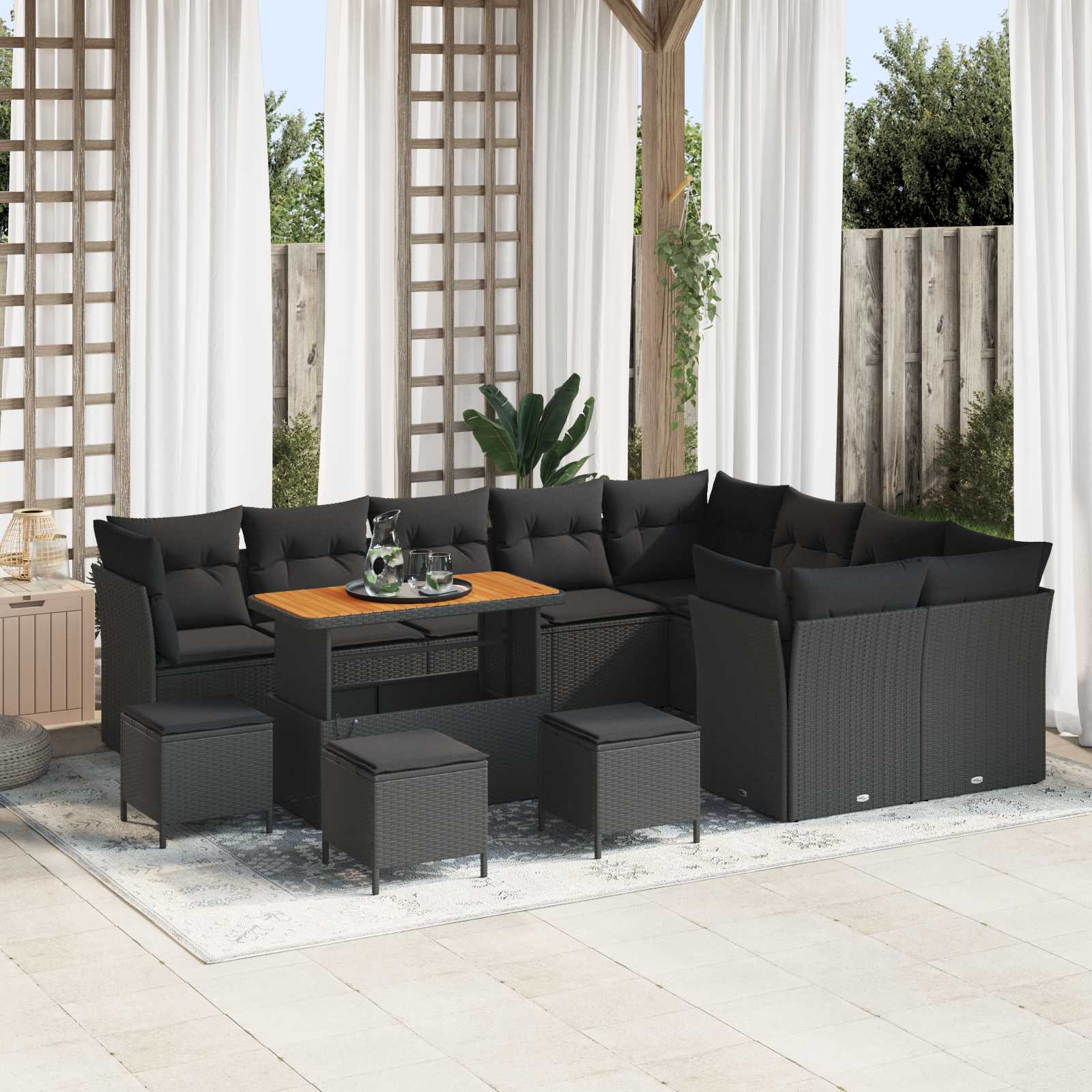 Conjunto de sofá de jardín con cojín 8 pcs Gris ratán sintético