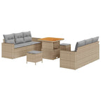 Conjunto de sofá de jardín 9 pcs Beige ratán sintético