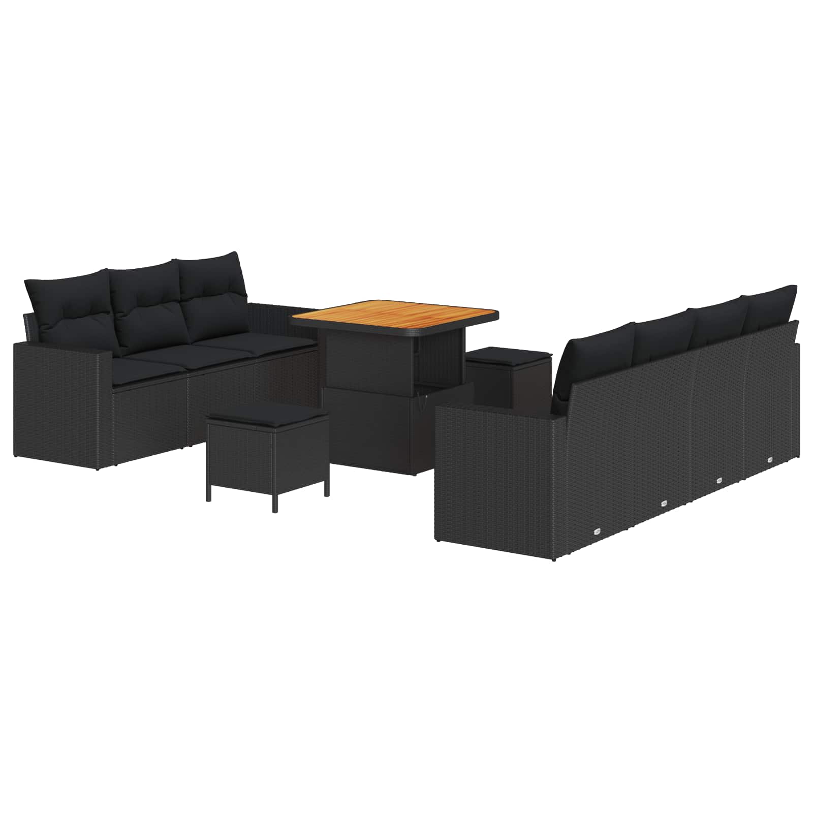 Conjunto de sofá de jardín 10 pcs Negro ratán sintético