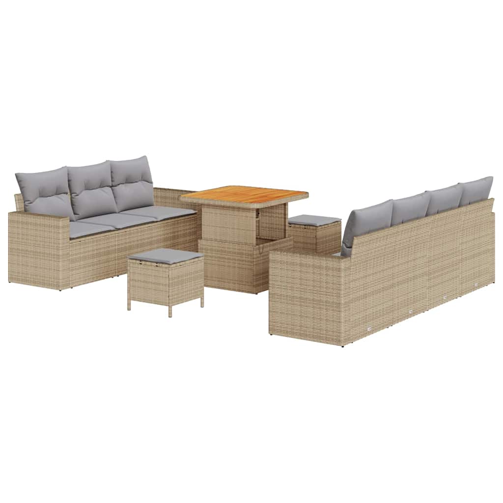 Conjunto de sofá de jardín 10 pcs Beige ratán sintético