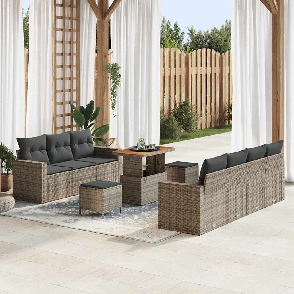 Conjunto de sofá de jardín 10 pcs Gris ratán sintético