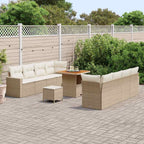 Conjunto de sofás de jardín 11 pcs Beige ratán sintético
