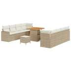 Conjunto de sofás de jardín 11 pcs Beige ratán sintético