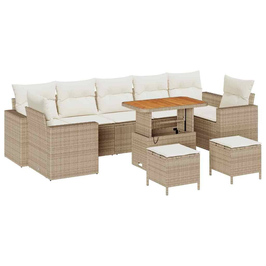 Conjunto de sofás de jardín 10 pcs Beige ratán sintético