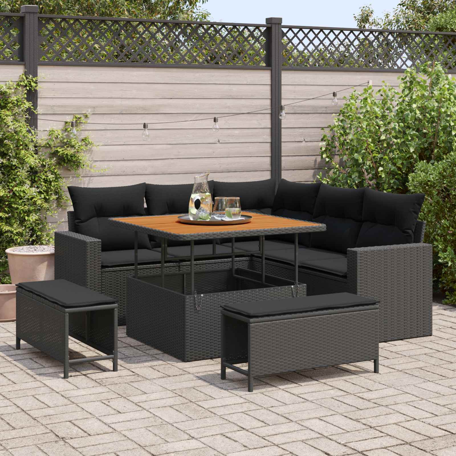 Conjunto de sofás de jardín 8 pcs Beige ratán sintético