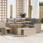 Conjunto de sofás de jardín 8 pcs Beige ratán sintético