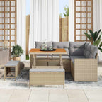 Conjunto de sofás de jardín 8 pcs Beige ratán sintético