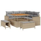 Conjunto de sofás de jardín 8 pcs Beige ratán sintético
