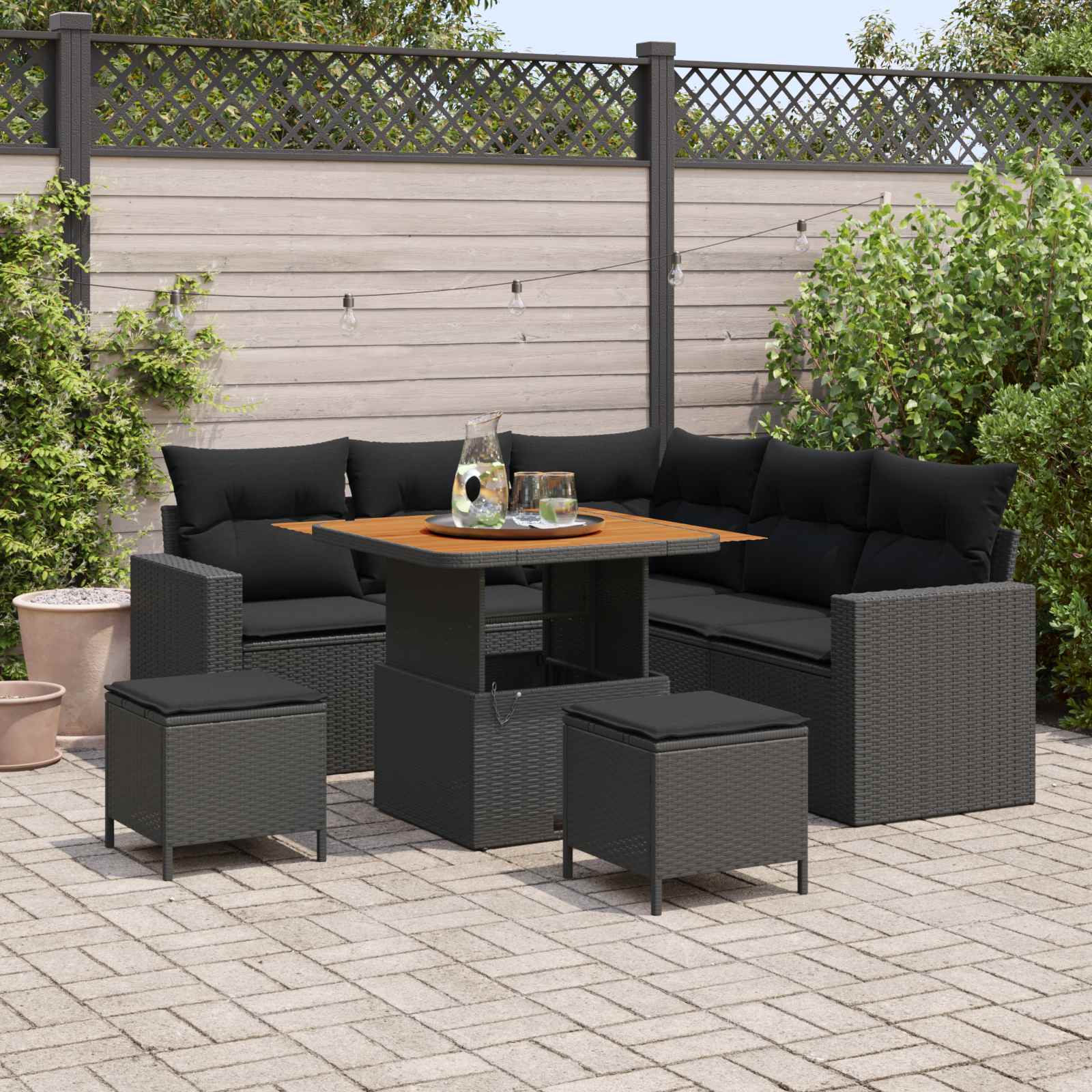 Conjunto de sofás de jardín 8 pcs Beige ratán sintético