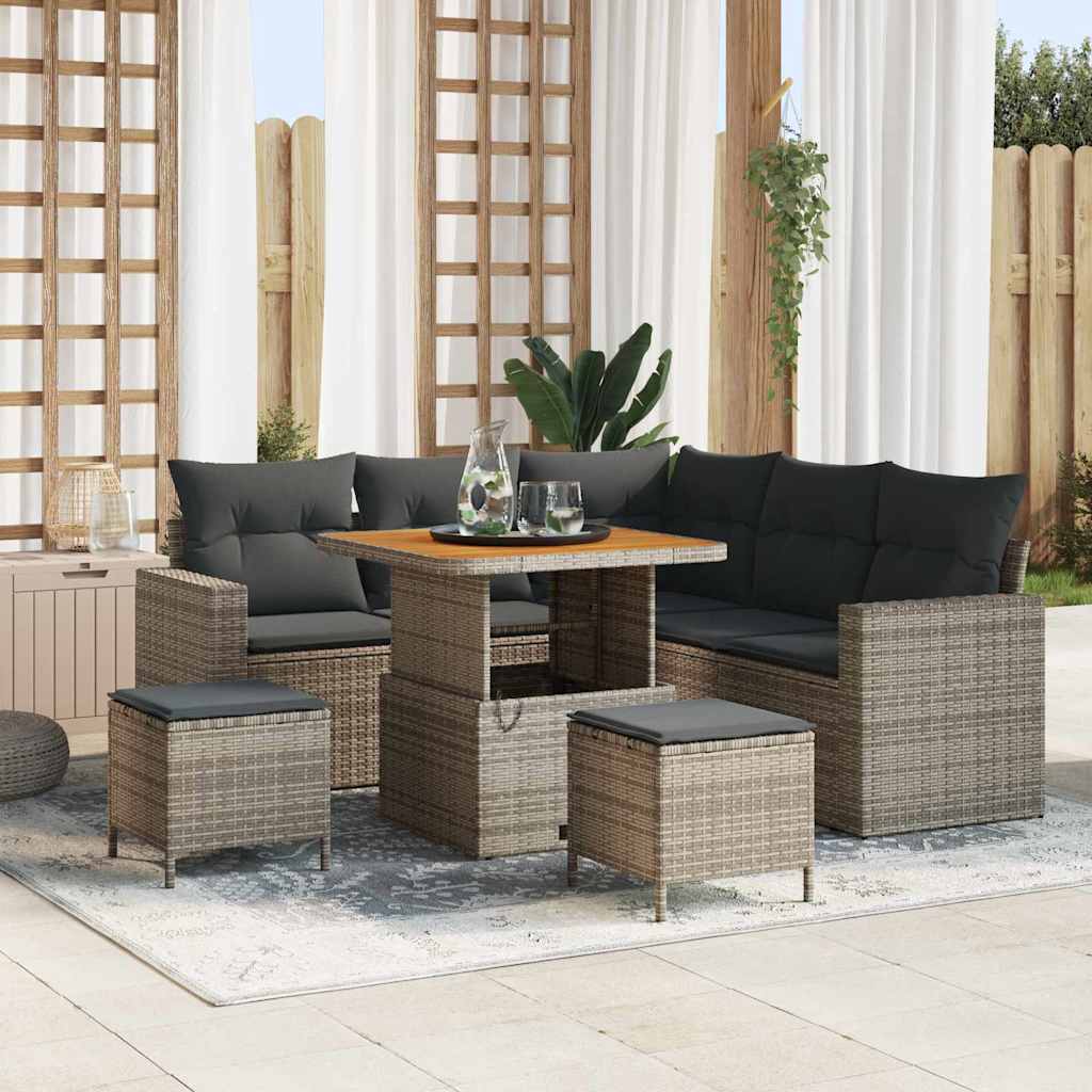 Conjunto de sofás de jardín 8 pcs Beige ratán sintético