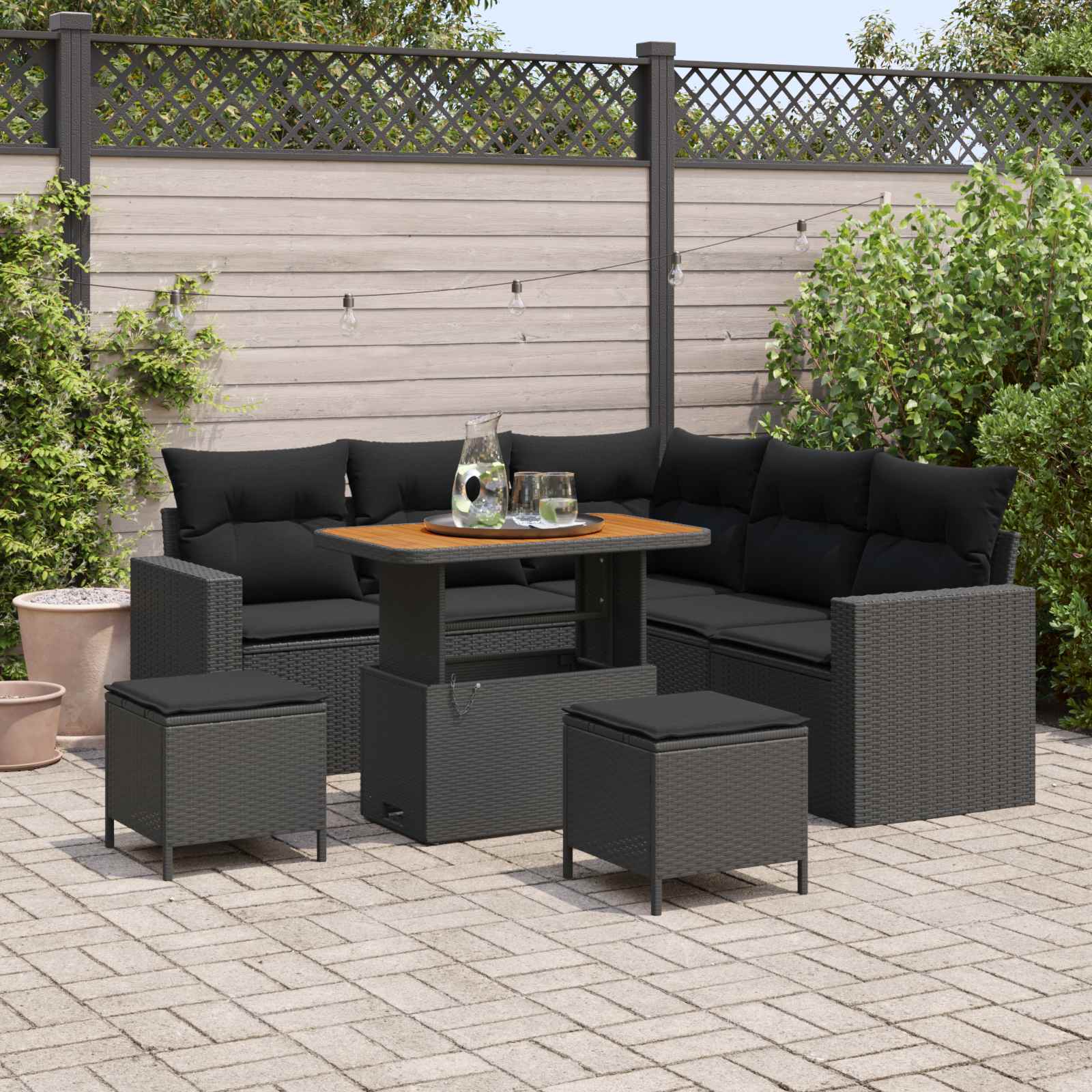 Conjunto de sofás de jardín 8 pcs Beige ratán sintético