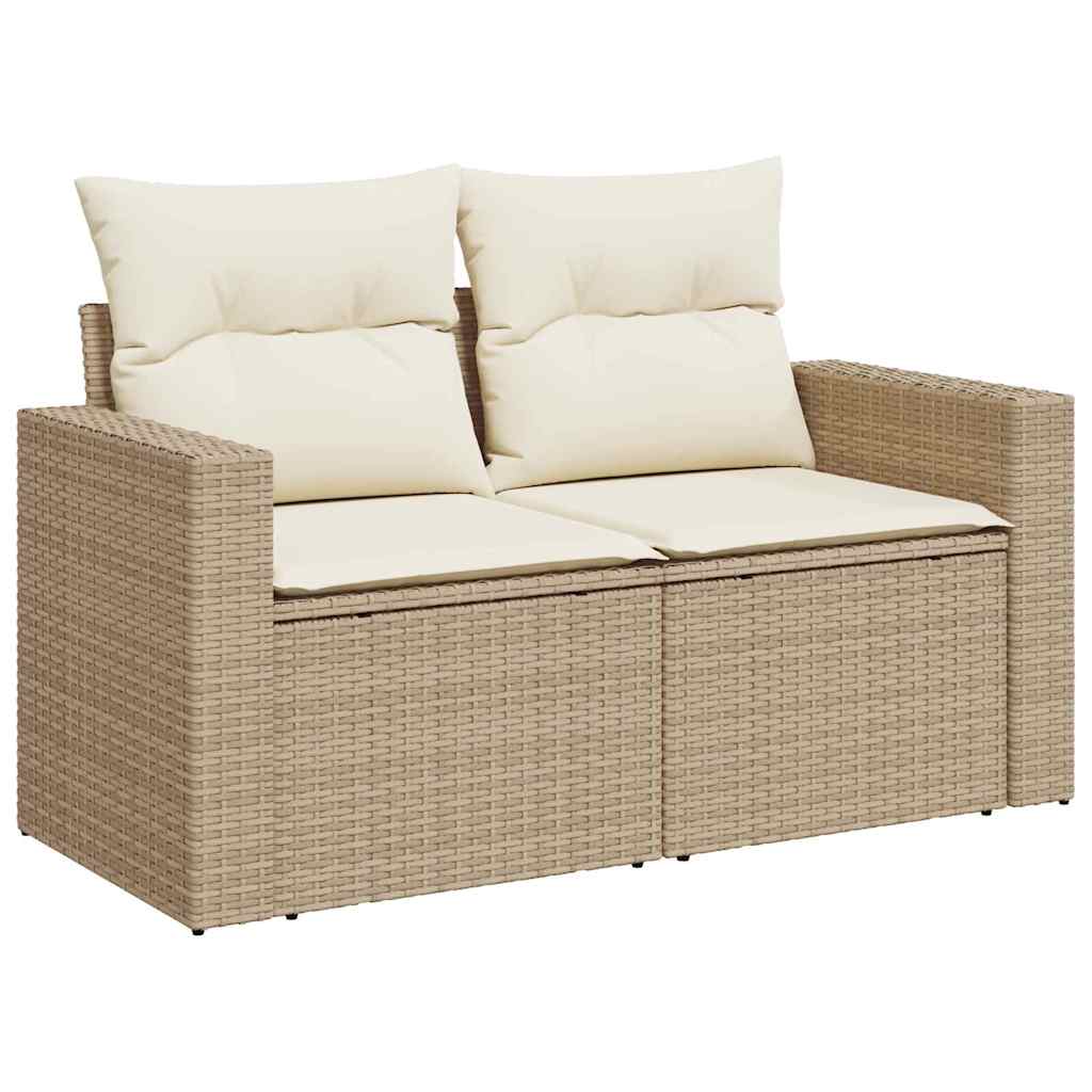 Conjunto de sofás de jardín 9 pcs Beige ratán sintético