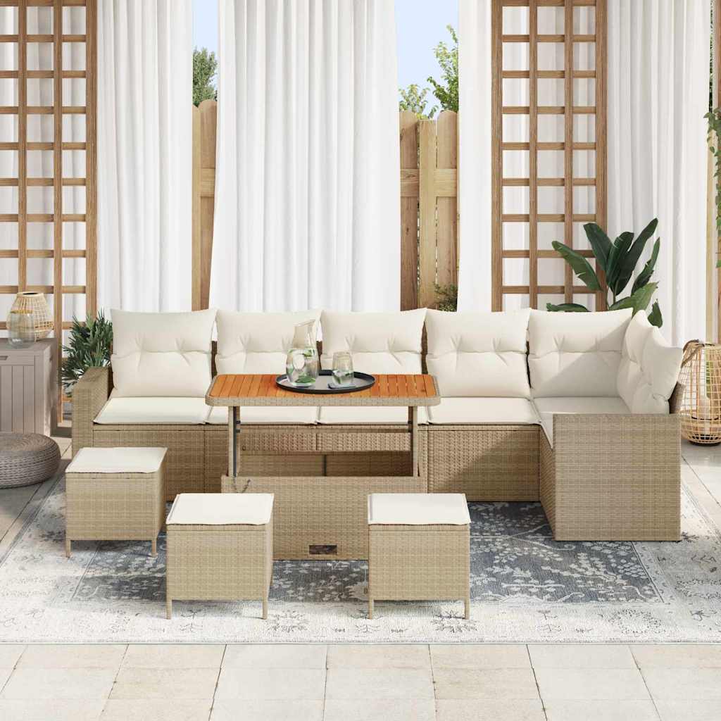 Conjunto de sofás de jardín 10 pcs Beige ratán sintético