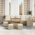 Conjunto de sofás de jardín 10 pcs Beige ratán sintético