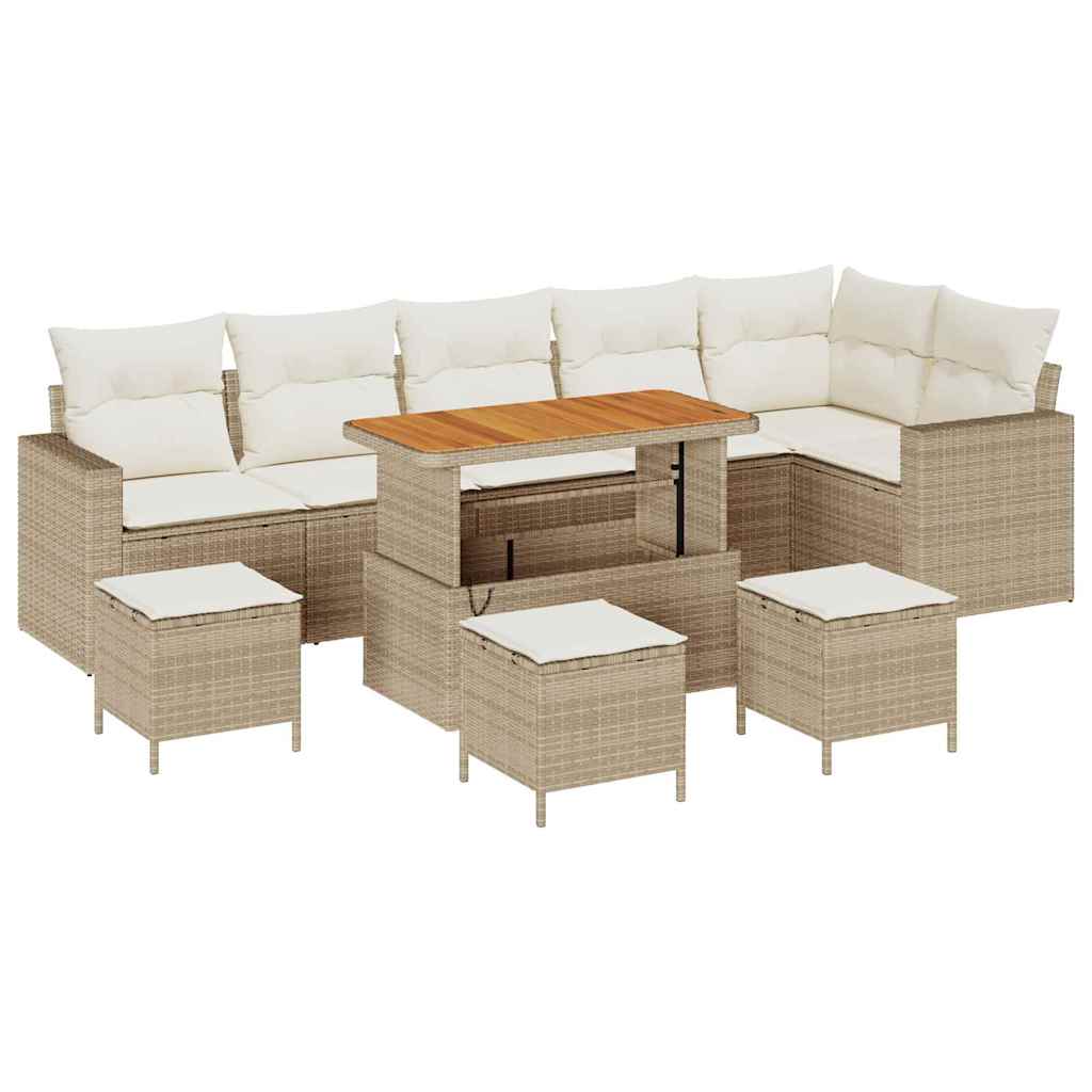 Conjunto de sofás de jardín 10 pcs Beige ratán sintético