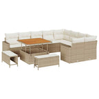Conjunto de sofás de jardín 12 pcs Beige ratán sintético