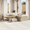 Conjunto de sofás de jardín 13 pcs Beige ratán sintético
