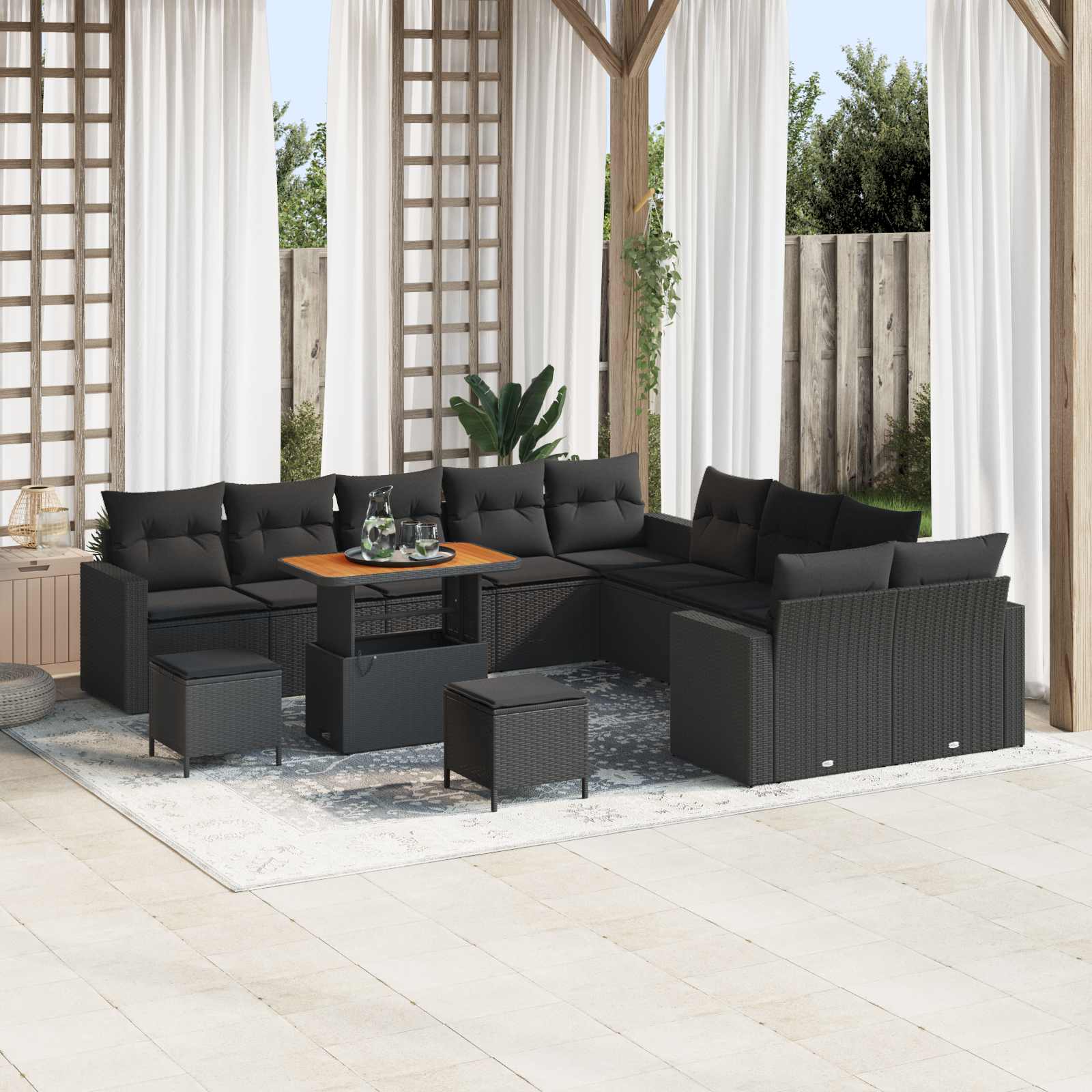 Conjunto de sofás de jardín 13 pcs Beige ratán sintético