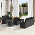 Conjunto de sofá de jardín 8 pcs Negro ratán sintético