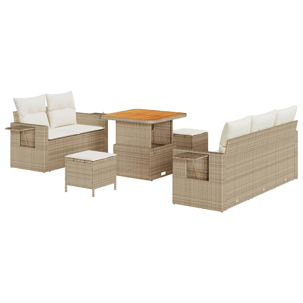 Conjunto de sofá de jardín 8 pcs Beige ratán sintético