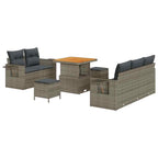 Conjunto de sofá de jardín con cojín 8 pcs Gris ratán sintético