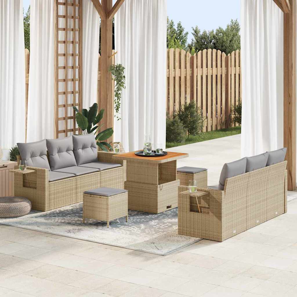 Conjunto de sofá de jardín 8 pcs Negro y ratán sintético