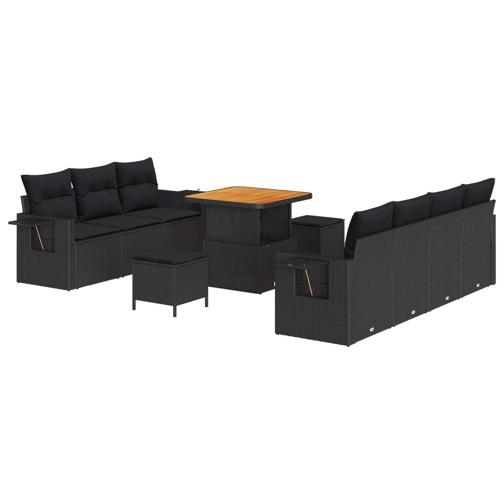 Conjunto de sofá de jardín 10 pcs Negro ratán sintético
