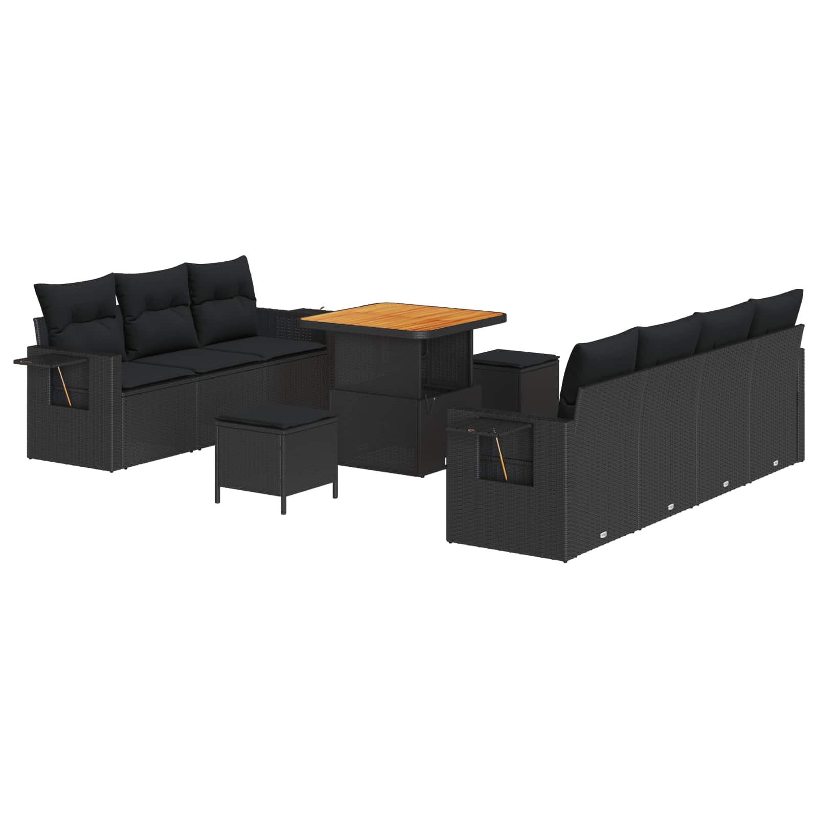 Conjunto de sofá de jardín 10 pcs Negro ratán sintético