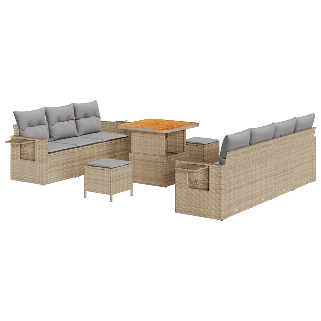 Conjunto de sofá de jardín 10 pcs Beige ratán sintético