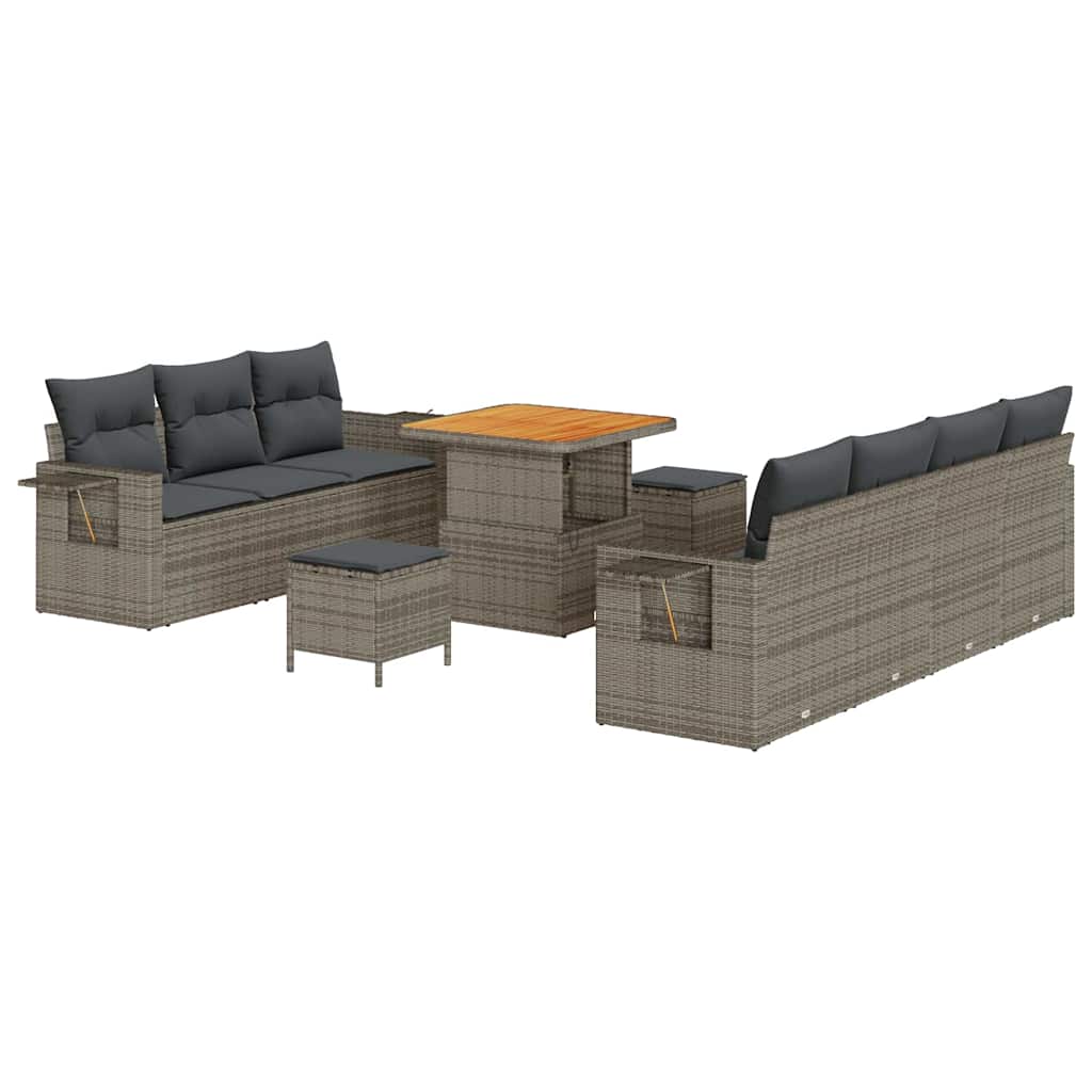 Conjunto de sofá de jardín 10 pcs Gris ratán sintético