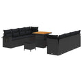 Conjunto de sofá de jardín 11 pcs Negro Poliratán