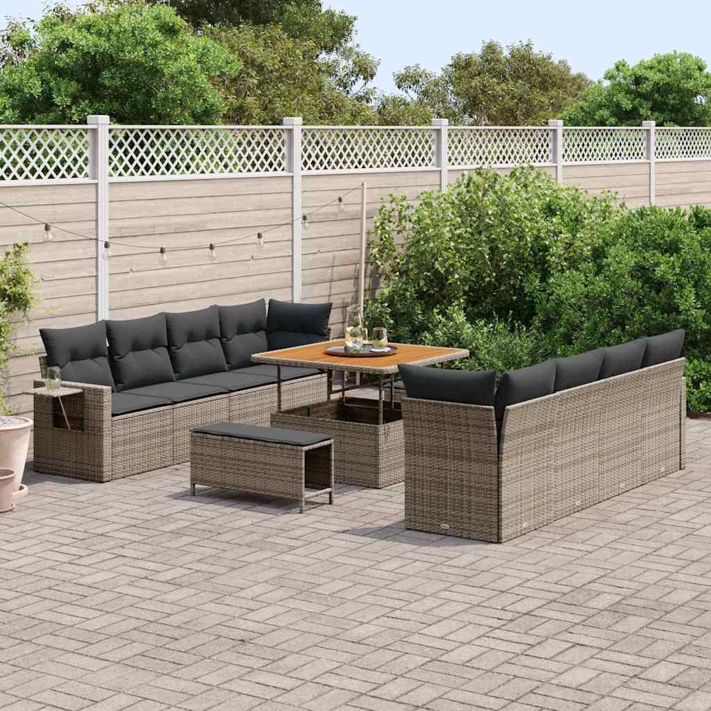 Conjunto de sofá de jardín 11 pcs Beige Poliratán