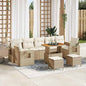 Conjunto de sofá de jardín 10 pcs Beige ratán sintético