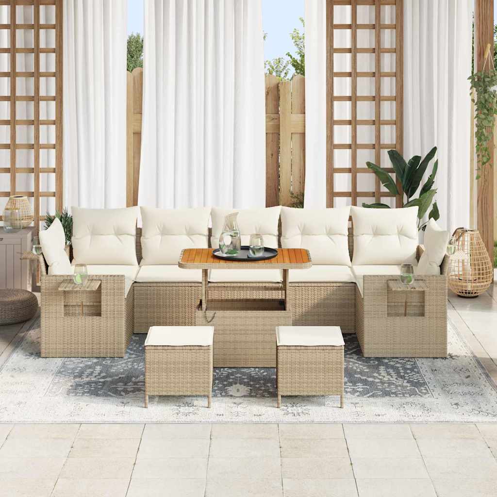 Conjunto de sofá de jardín 10 pcs Beige ratán sintético