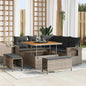 Conjunto de sofá de jardim com almofadas 8 peças Cinzento vime sintético