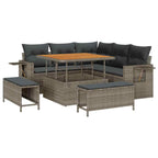 Conjunto de sofá de jardín con cojín 8 pcs Gris ratán sintético