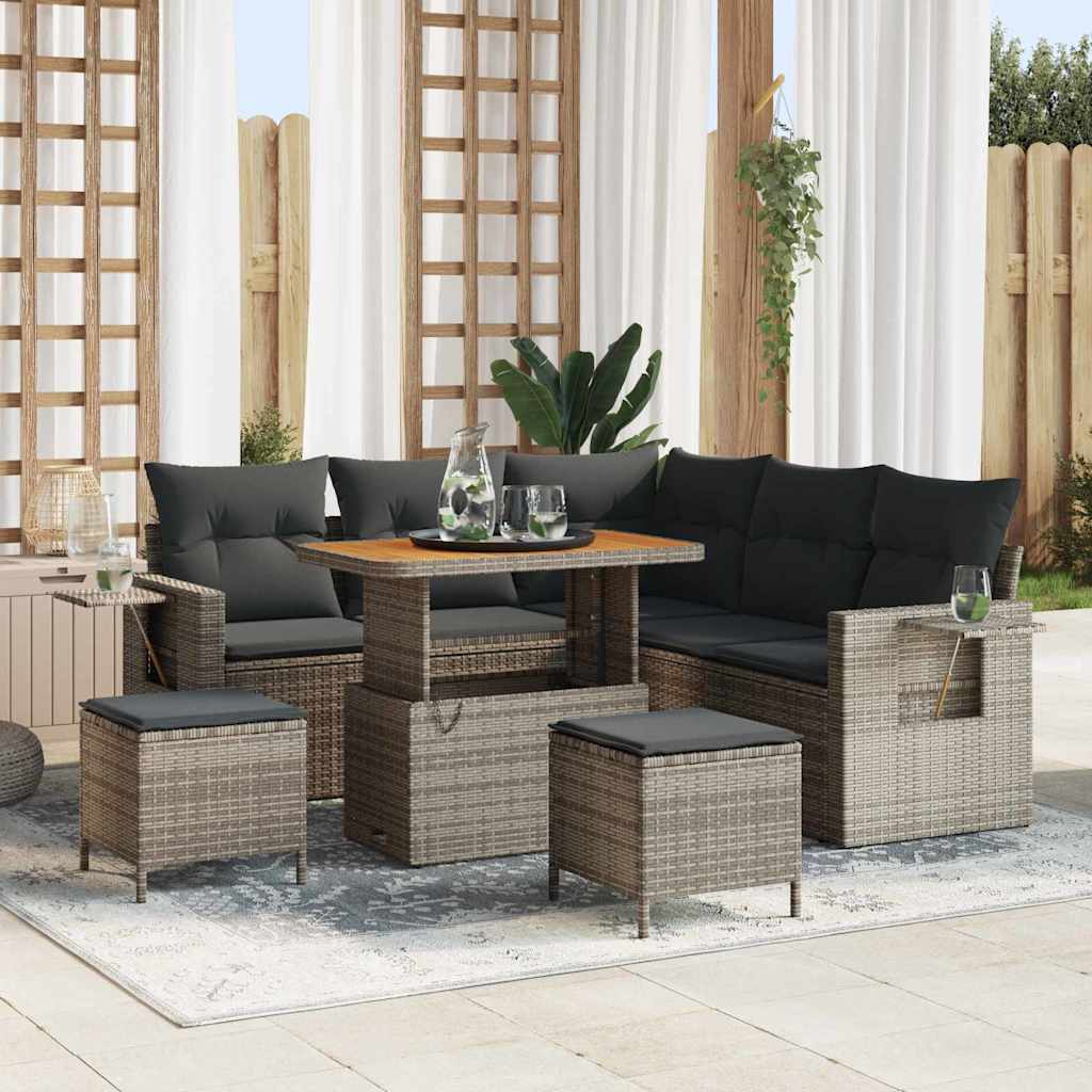 Conjunto de sofá de jardim 8 peças Rato sintético bege
