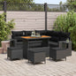 Conjunto de Sofá de Jardim 9 peças Preto Vime Sintético